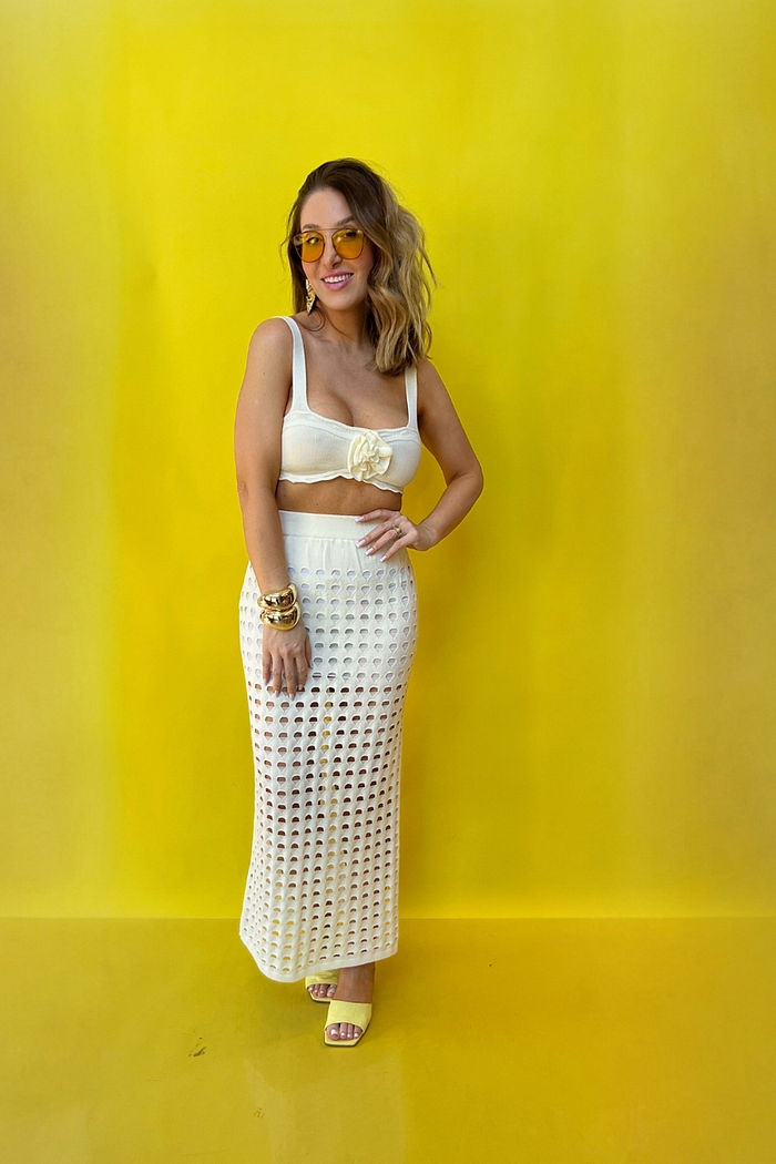 CONJUNTO SAIA E TOP TRICOT MARION PEROLA