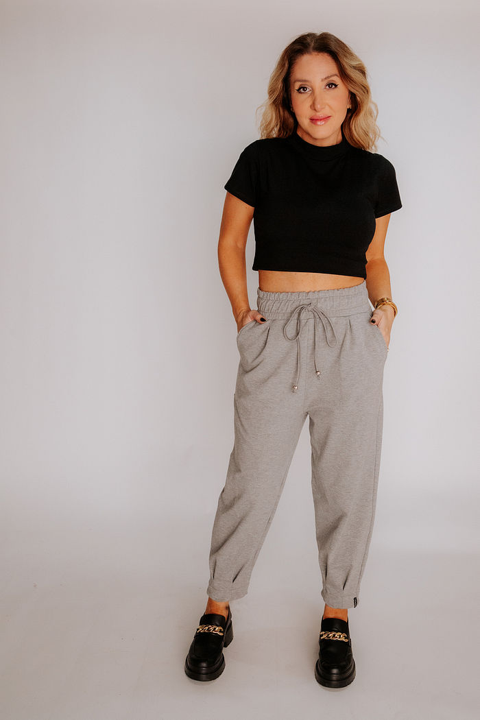 CALÇA MOLETOM ROMANA MESCLA MEDIO