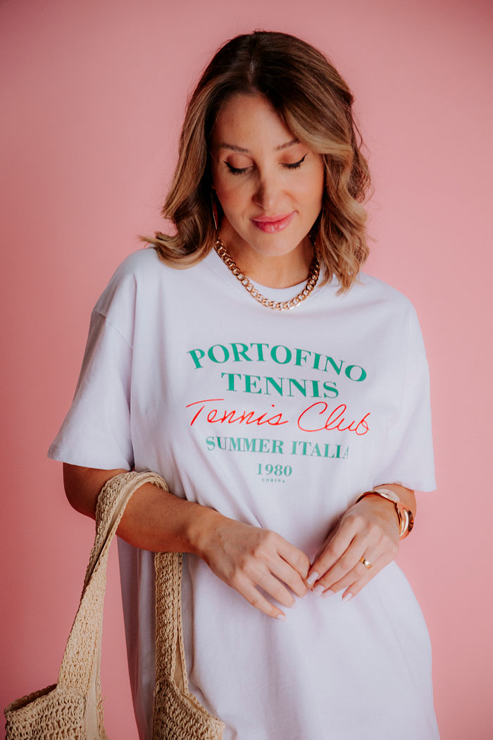 T-Shirt Over Fem Algodão Amaciado Porto Fino Chloe Branca