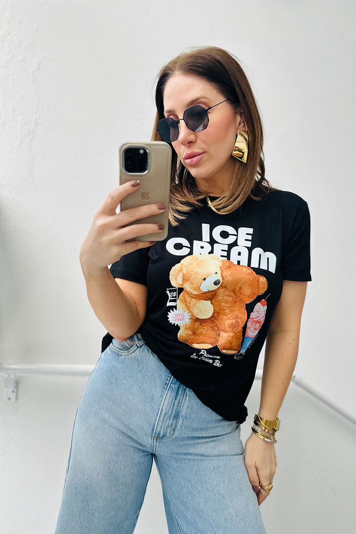 T-Shirt Feminina Tradicional Teddy Ice Cream