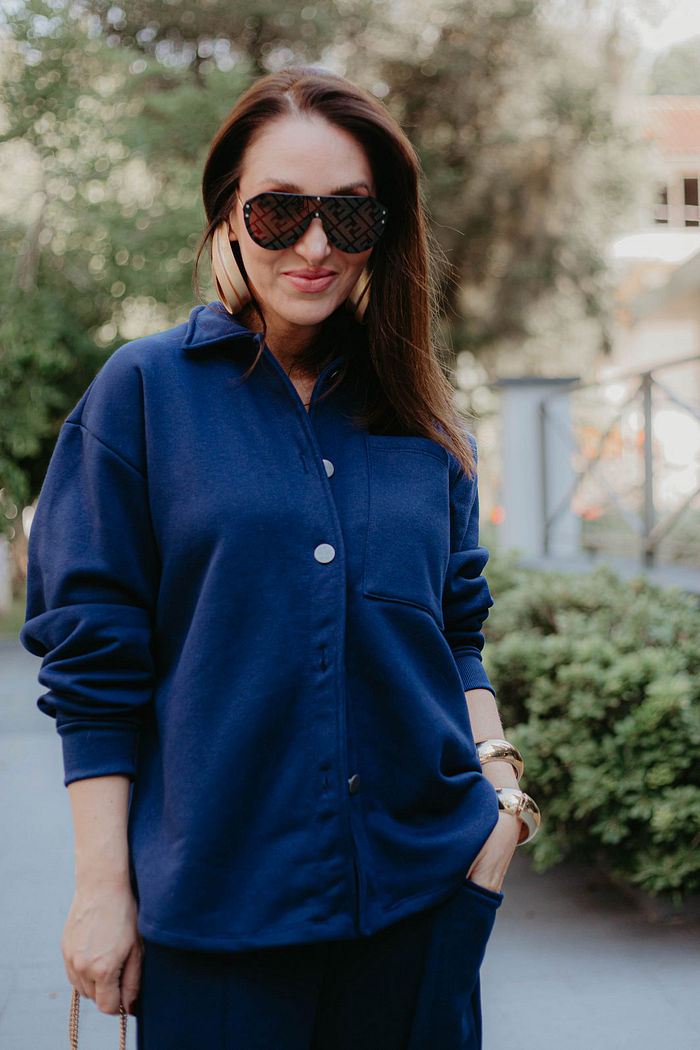 Camisa Moletom Oversized Feminina Alicia - MARINHO