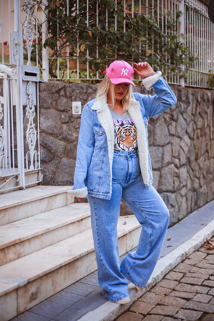 Calça Wide Leg Jeans Feminina Valentina