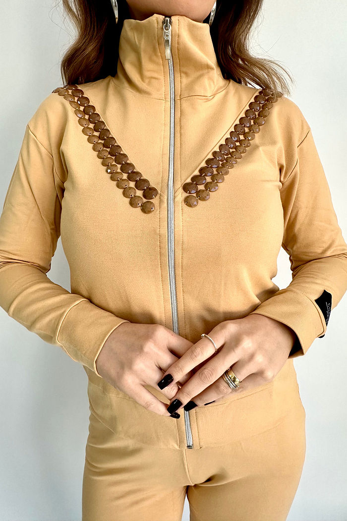 Moletom Feminino com Zíper e Recortes Rebeca