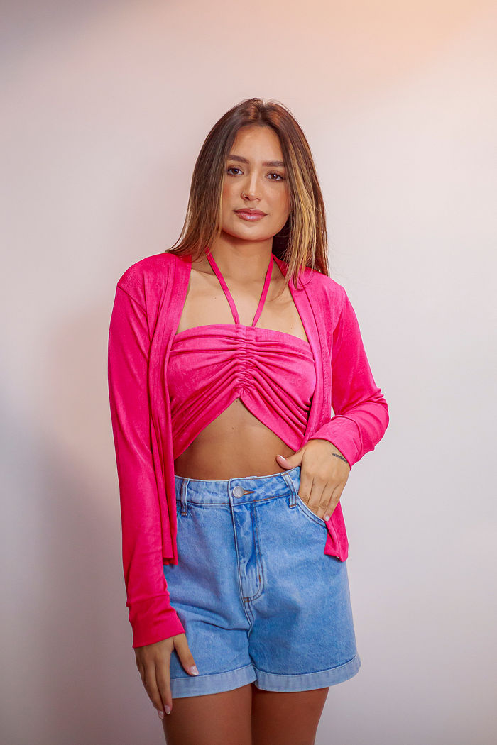 Cropped + Casaco Daiane Pink