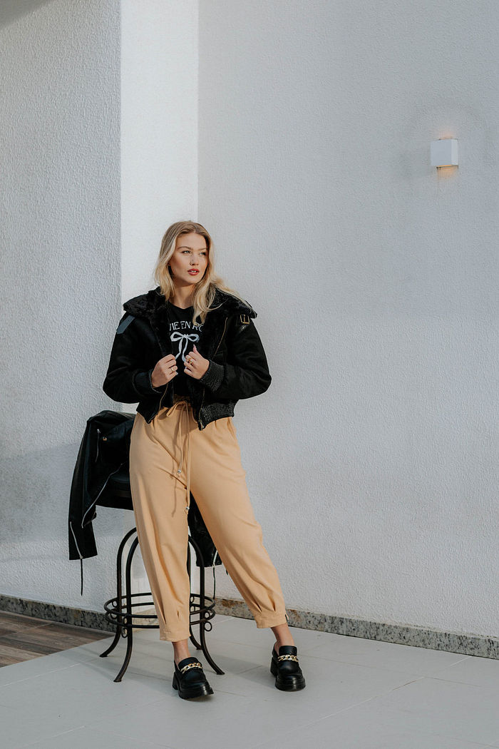 CALÇA MOLETOM ROMANA BEGE CENTEIO