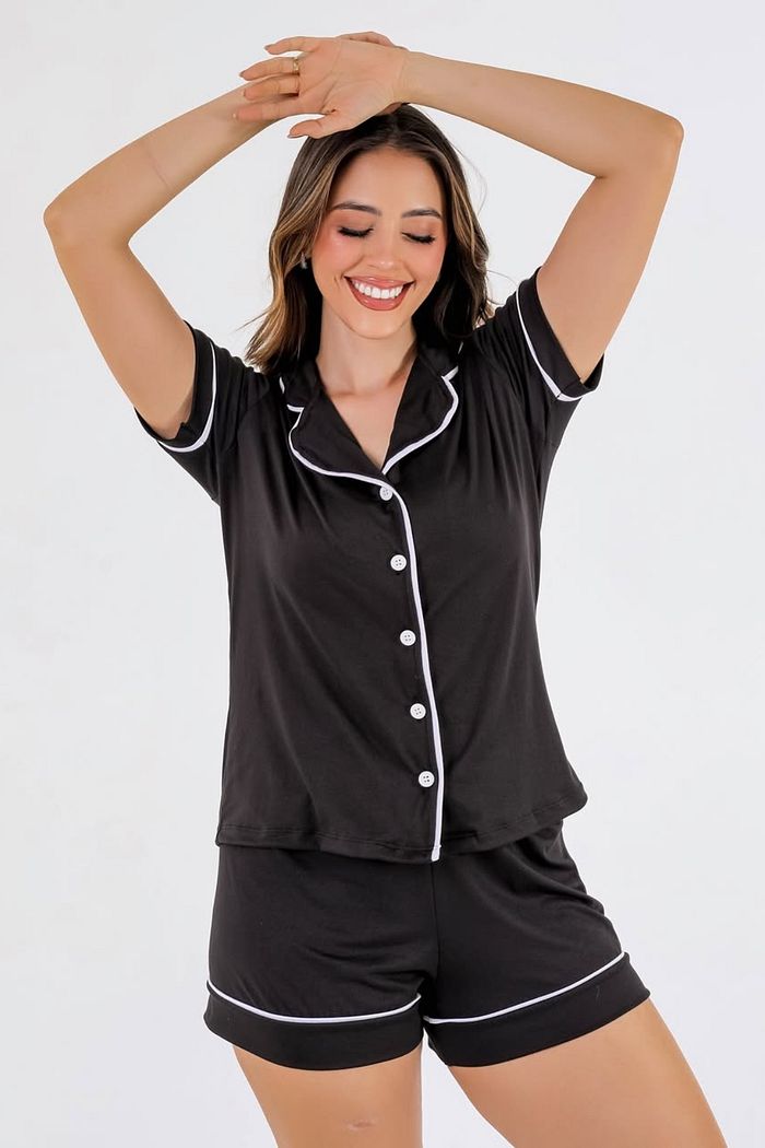 Pijama Americano Curto Preto