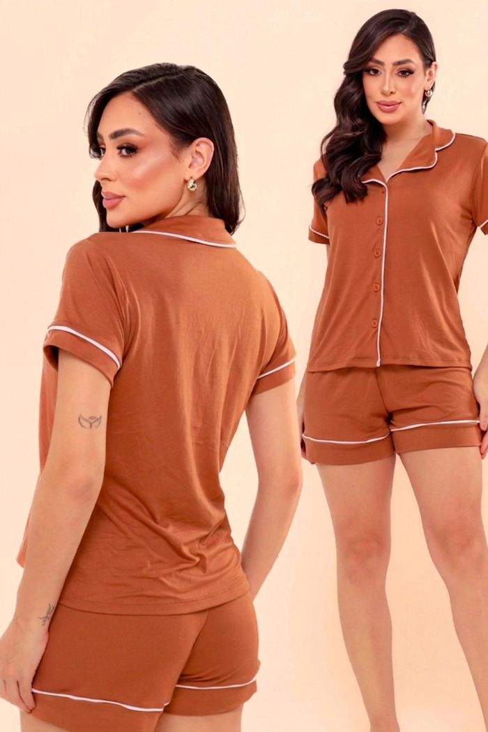 Pijama Americano Curto Chocolate