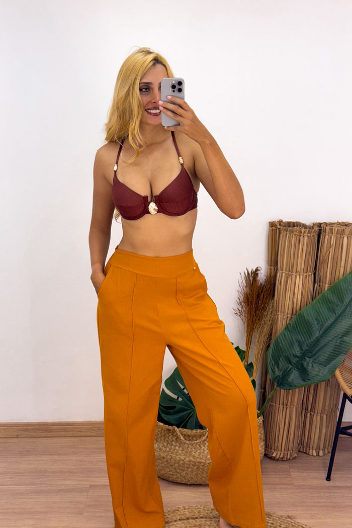 CALÇA LINHO - CARAMELO