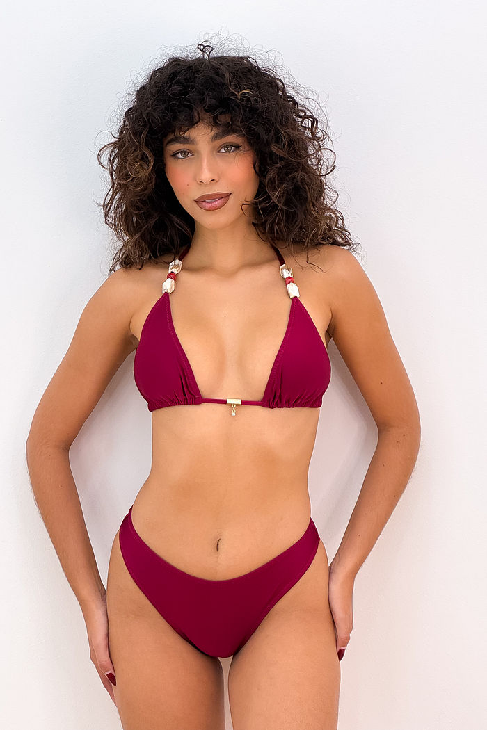 CORTININHA ROMÃ COM CALCINHA TANGA - CARMIM