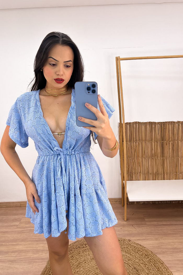 SAÍDA CURTA FLORA - AZUL CLARO