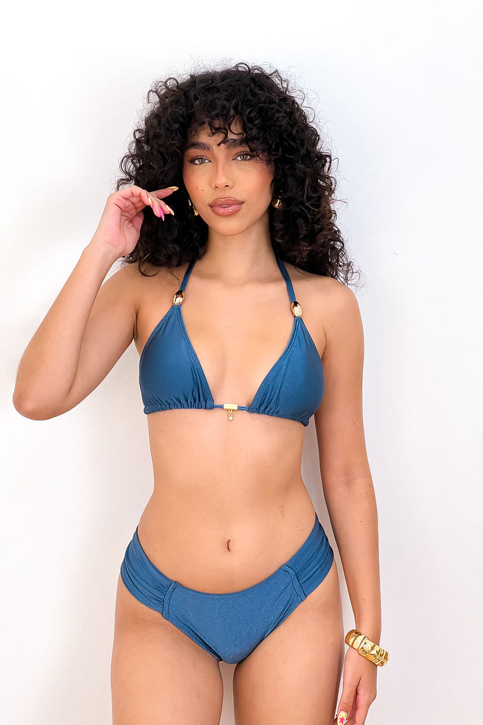 CORTININHA CELESTE COM CALCINHA BOMBOM - AZUL GALÁXIA