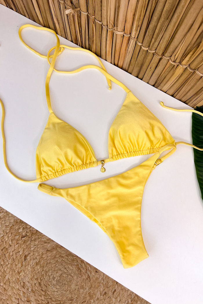 CORTINIHA COM CALCINHA DE REGULAGEM - AMARELO MANTEIGA