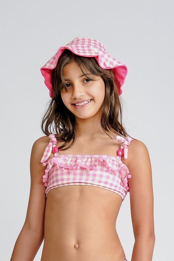 XADREZ ROSA - CHAPÉU INFANTIL