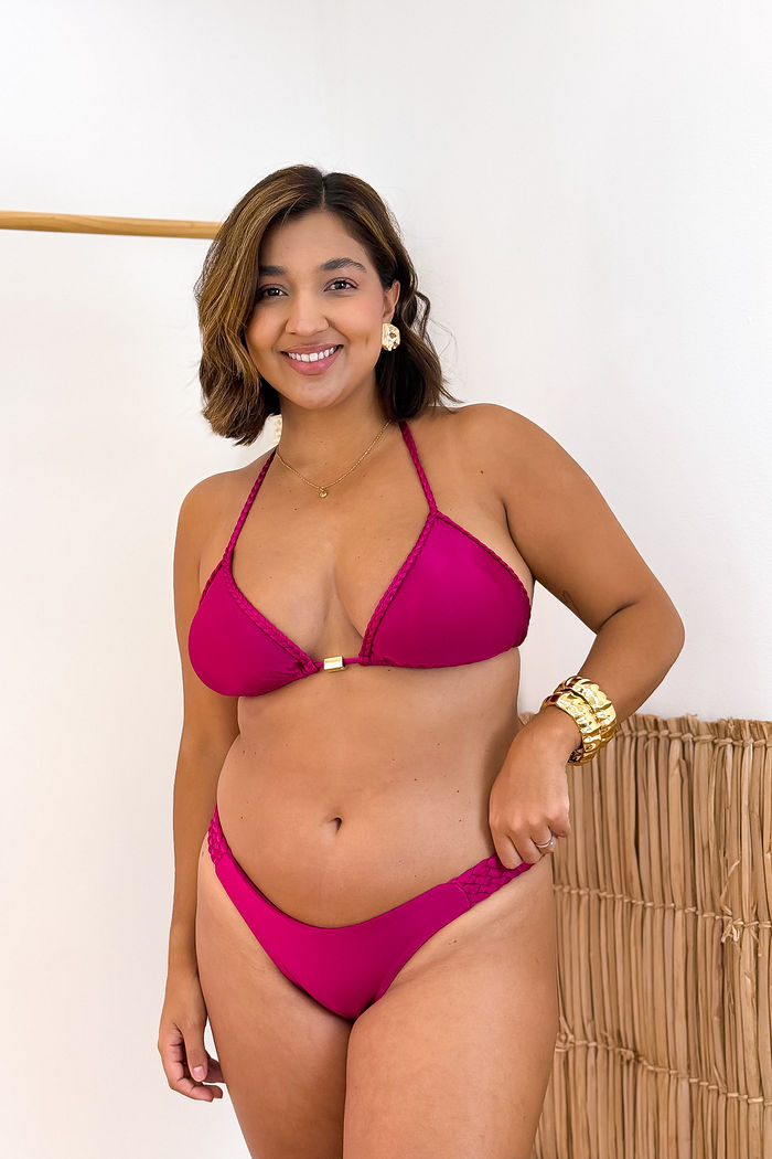 CORTININHA TRANÇA CALCINHA TANGA - MARSALA