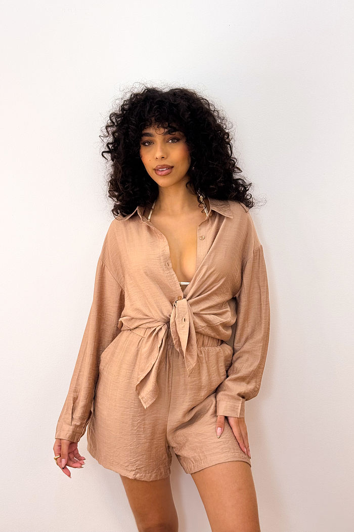 KIT IBIZA CHEMISE + SHORT - BEGE