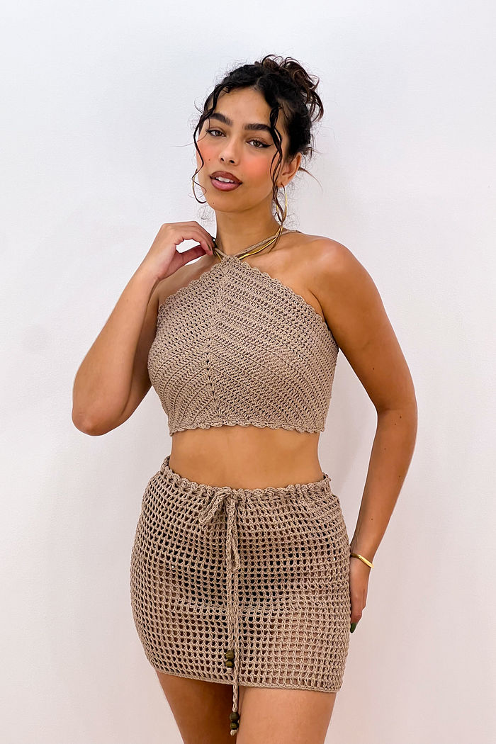 CROPPED CROCHÊ - CASTANHO