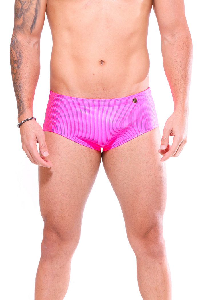 SUNGA CAVADA CANELADA - ROSA NÉON