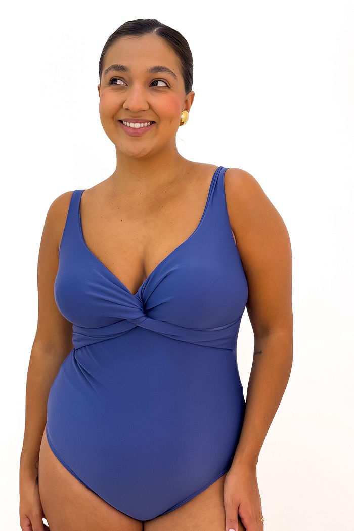 MAIÔ TRANSPASSADO LYCRA - AZUL JEANS