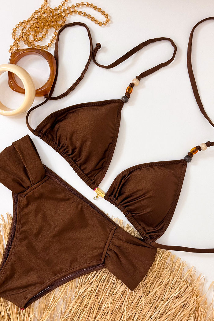 CORTININHA MIÇANGAS CALCINHA BOMBOM - MARROM CAFÉ