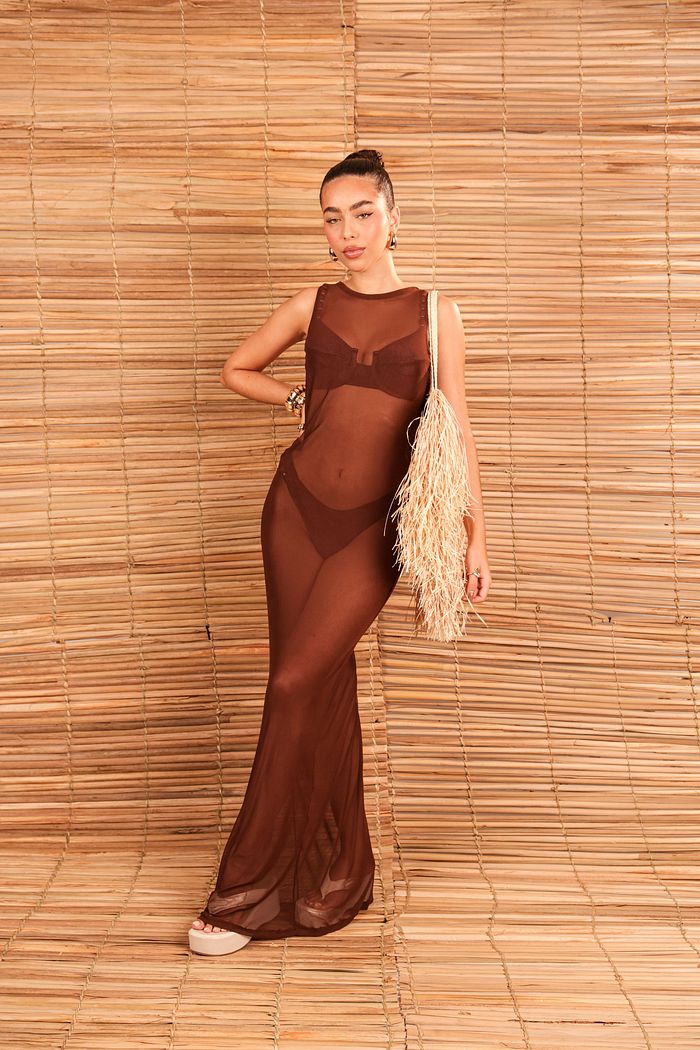 LONGA SEREIA TULE - MARROM