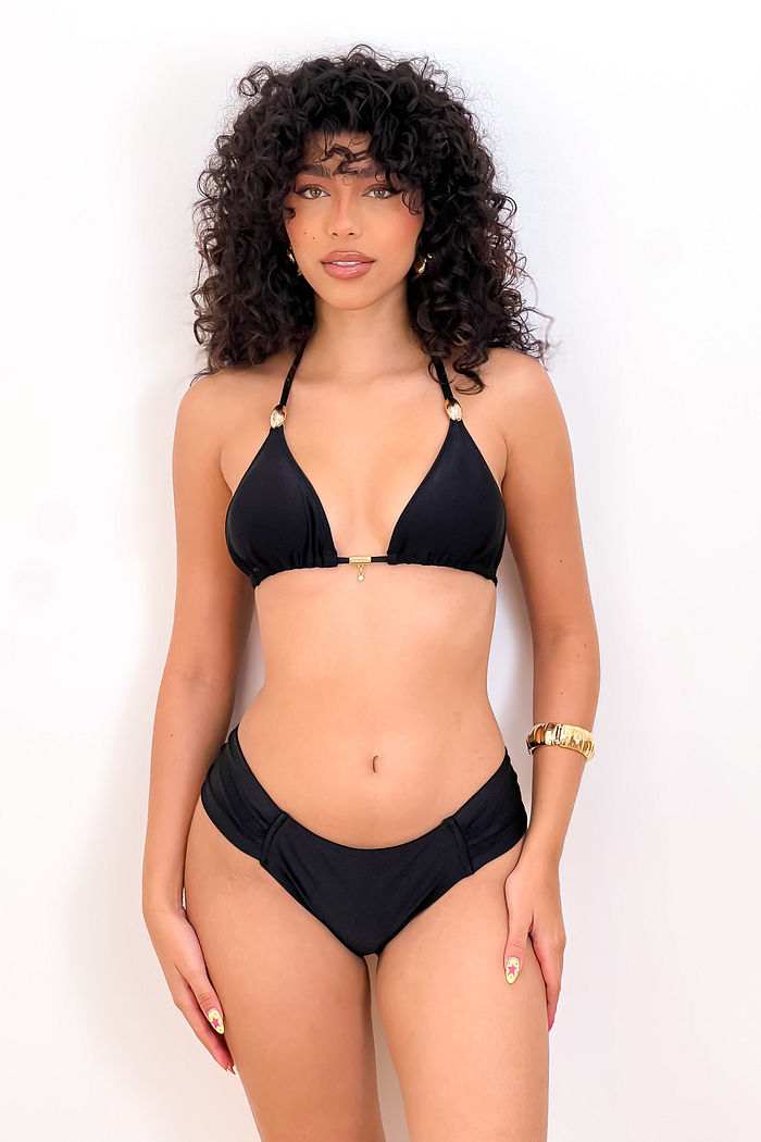 CORTININHA CELESTE COM CALCINHA BOMBOM - PRETO