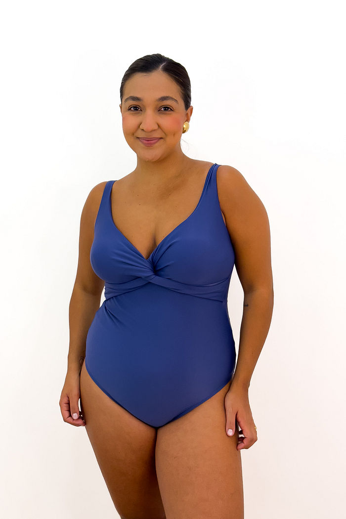 MAIÔ TRANSPASSADO LYCRA - AZUL JEANS