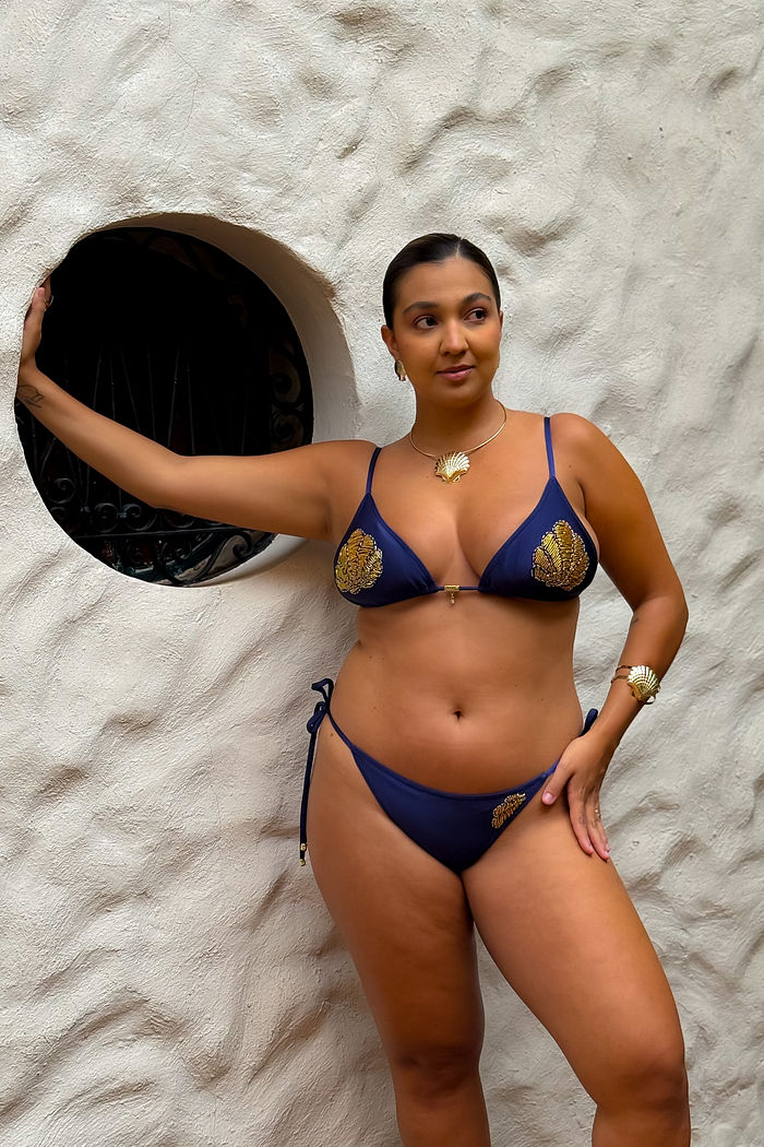 CORTININHA GLOW CONCHAS - AZUL MARINHO