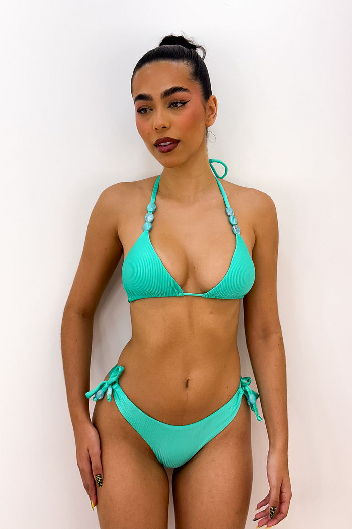 CORTININHA MIÇANGAS CANELADO - VERDE ÁGUA