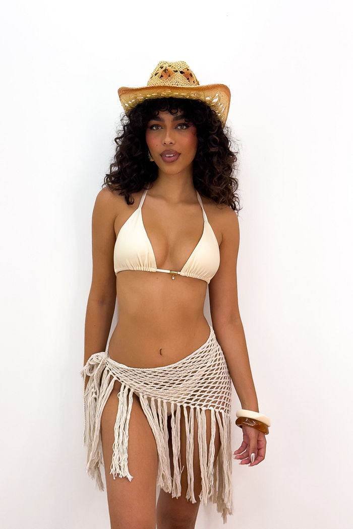 SAIA FRANJAS CURTA CROCHÊ - OFF WHITE