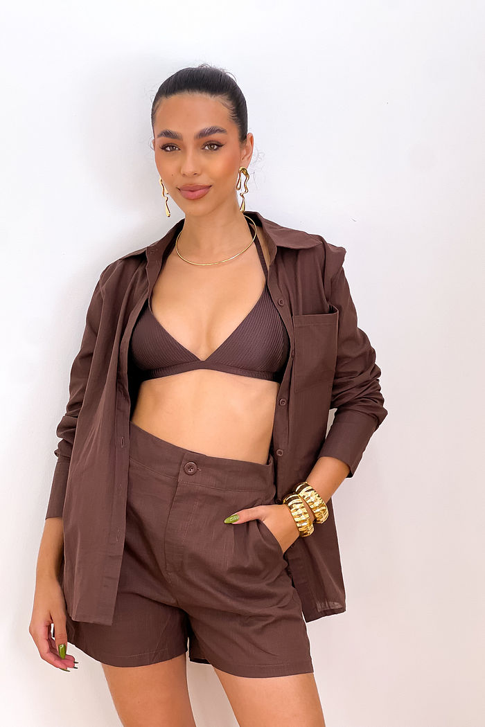 KIT CAMISA E SHORT SUMMER - MARROM