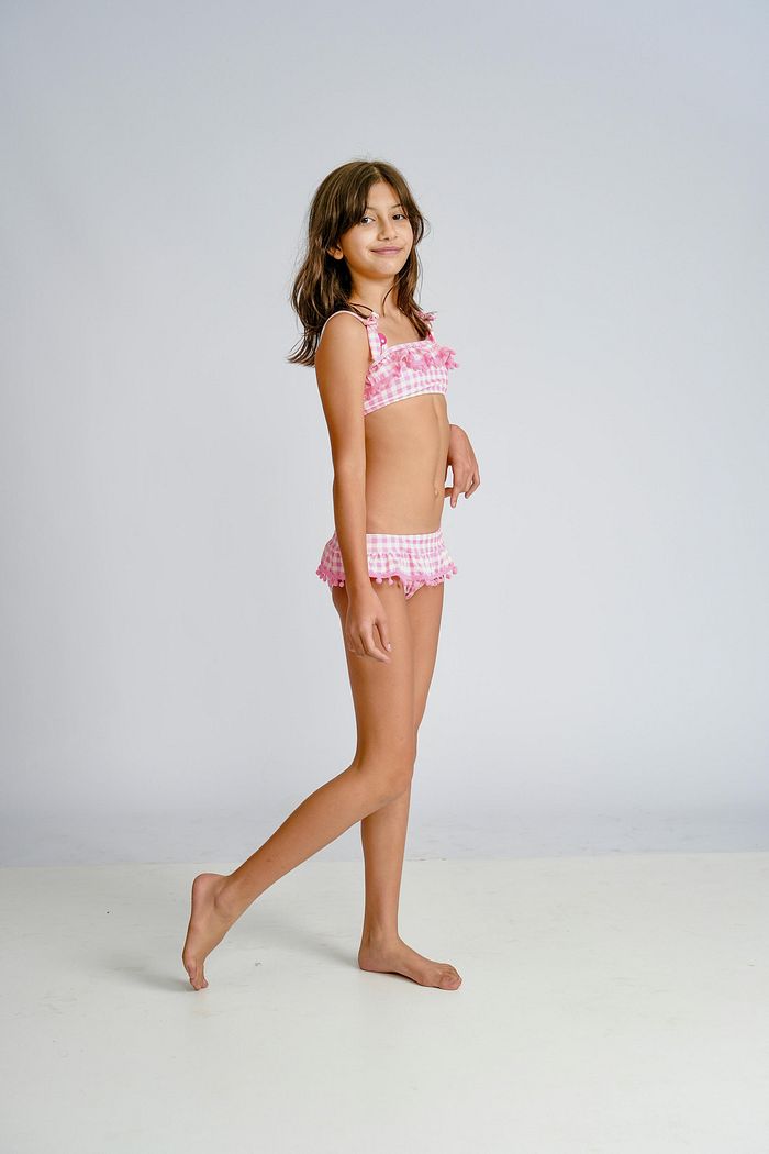 XADREZ ROSA - BIQUÍNI INFANTIL