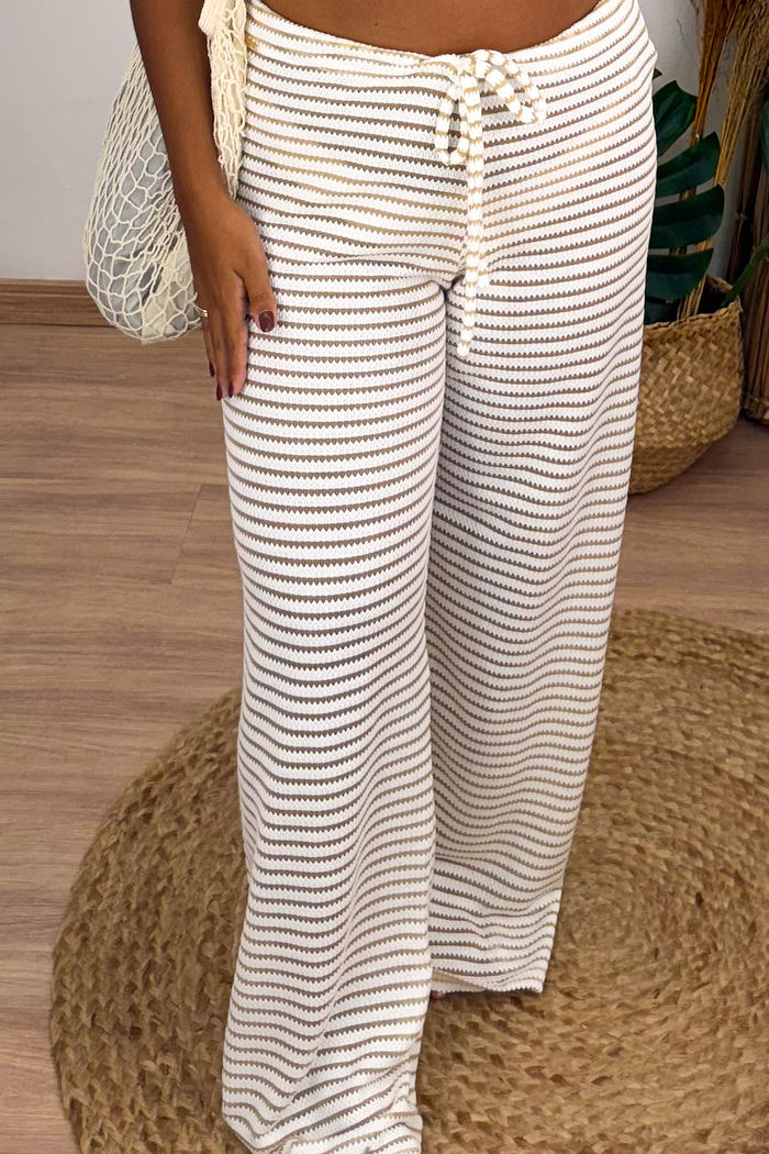 CALÇA PANTALONA CROCHÊ - BAUNILHA