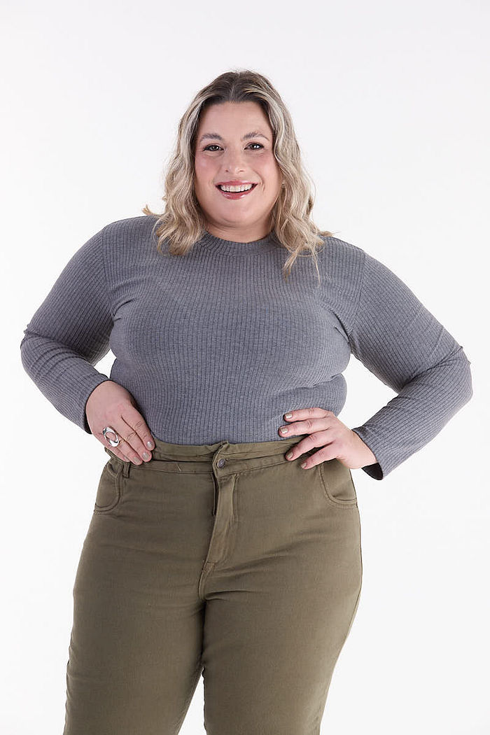 BLUSA PLUS DECOTE REDONDO  RIB 6X3