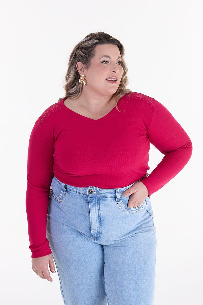 BLUSA PLUS CANELADA 2X1