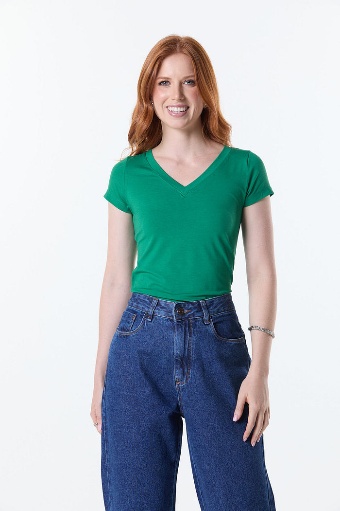 BLUSA SLIM DECOTE V VISCOLYCRA