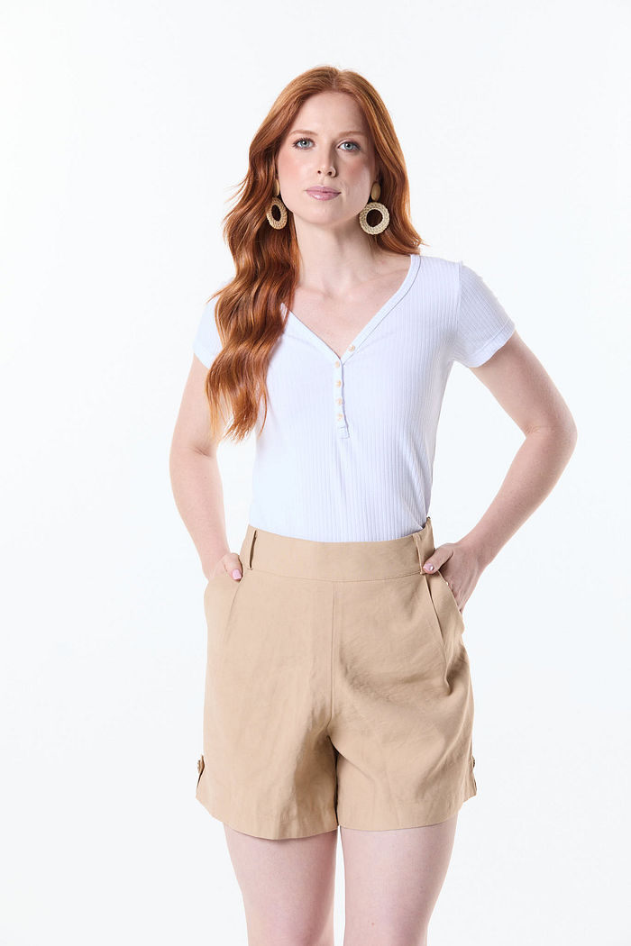 BLUSA SLIM COM BOTOE DECOTE