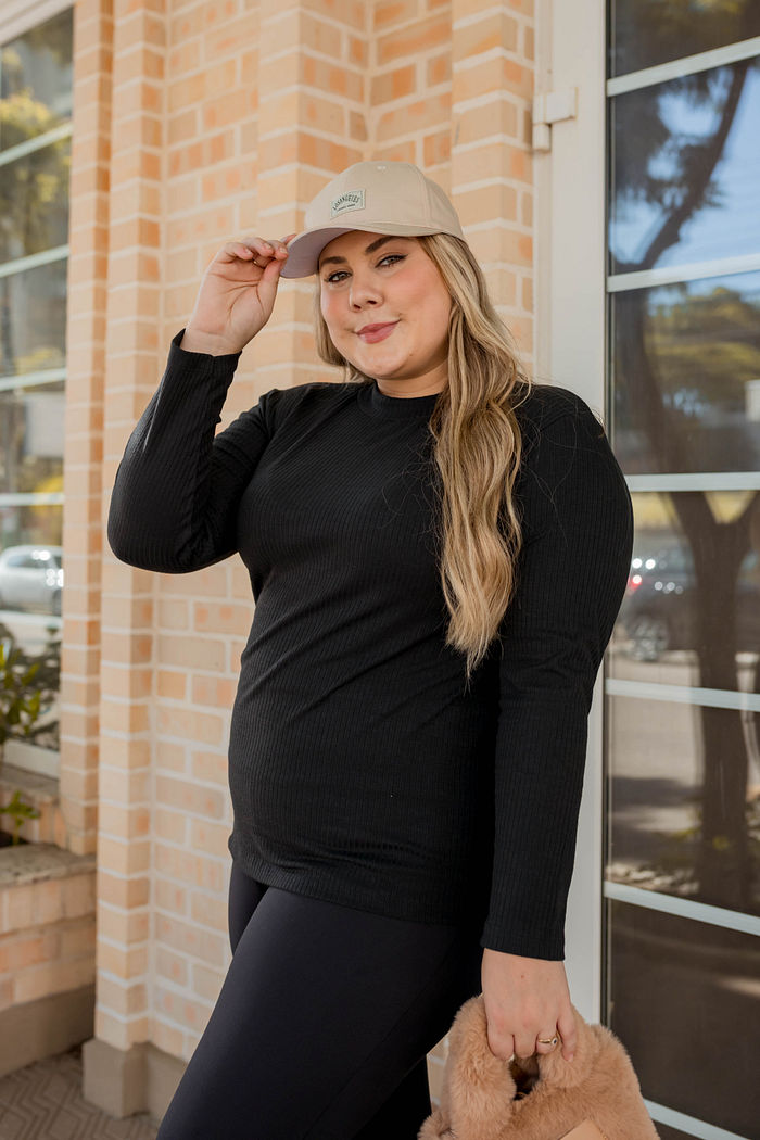 BLUSA PLUS DECOTE REDONDO  RIB 6X3