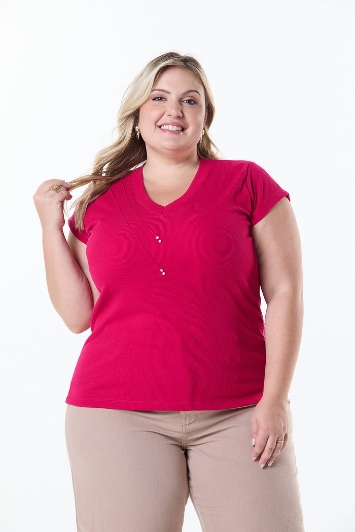 BLUSA PLUS RIBANA CANELADA 2X1