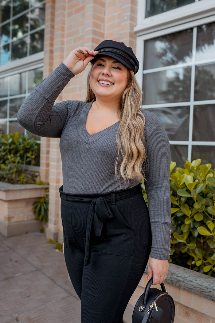 BLUSA PS ML FEM RIB 6X3 BOTOES PUNHO