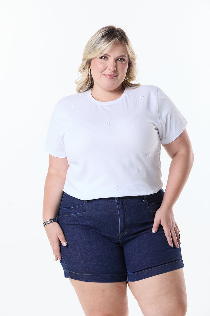 T-SHIRT PLUS MEIA MALHA