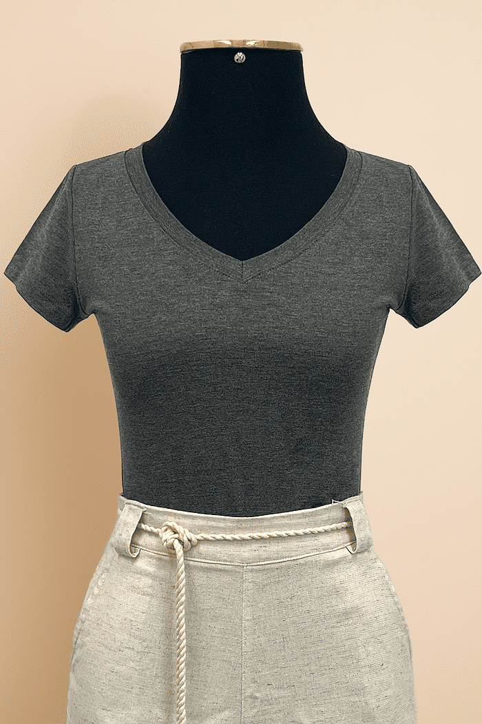 BLUSA SLIM DECOTE V VISCOLYCRA