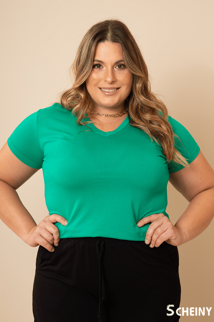 BLUSA PLUS DECOTE V VISCOLYCRA