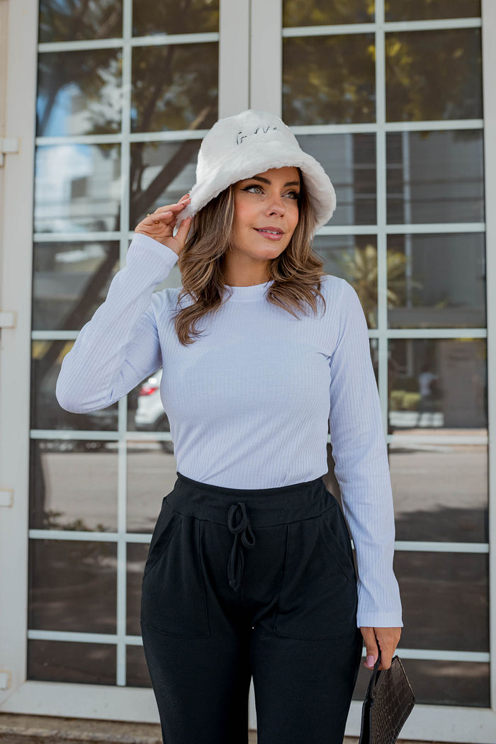 BLUSA FEM ML RIB 6X3 DECOTE REDONDO