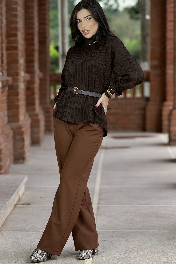 Blusão Tricot Marrom