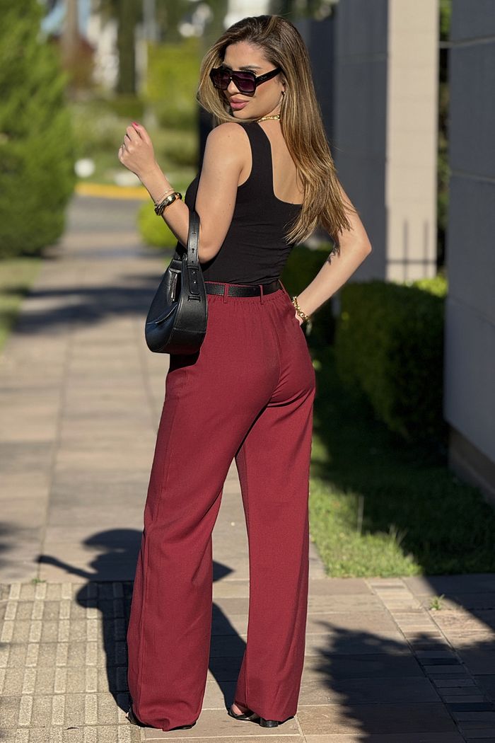 Wide Leg Alfaiataria Dakota Vinho