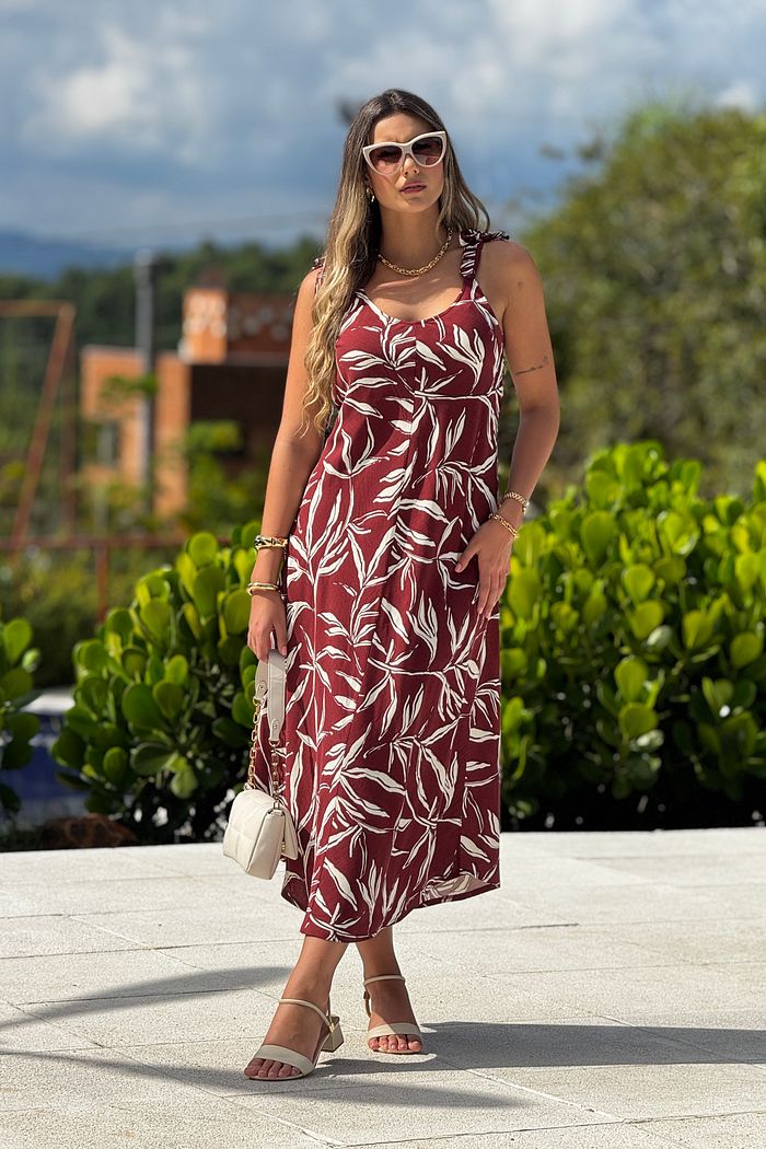 Vestido Estampado Flora Marsala