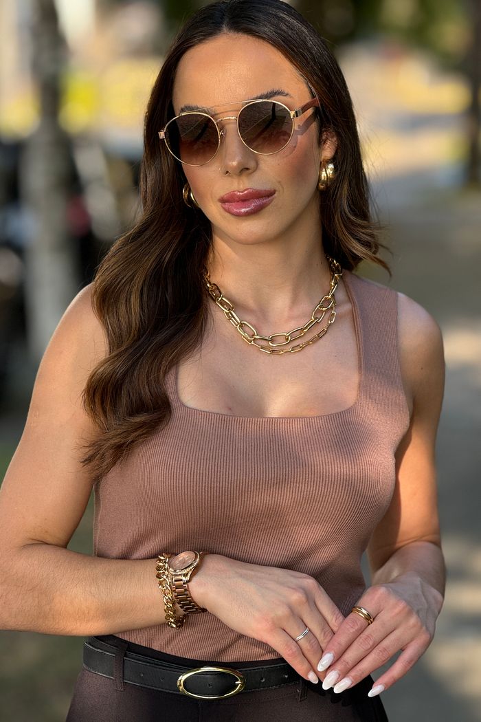 Regata Gola Quadrada Mocha