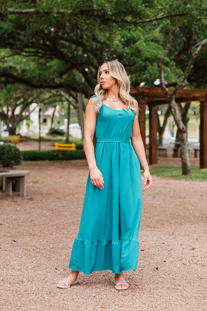 Vestido Laura Alongado Azul