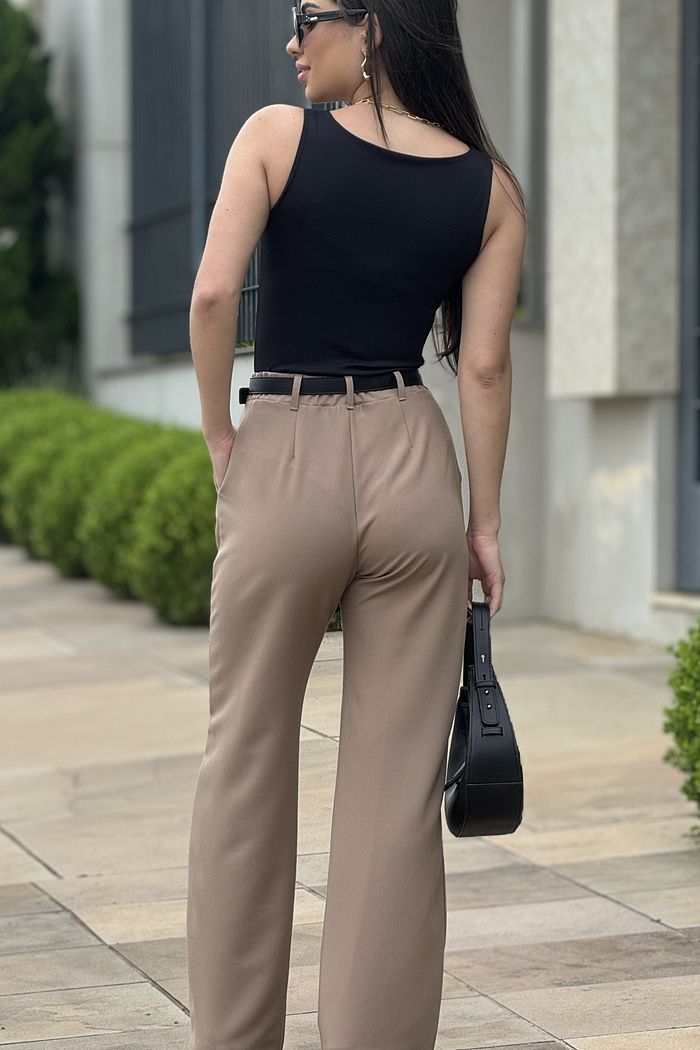 Wide Leg Alfaiataria Cappuccino