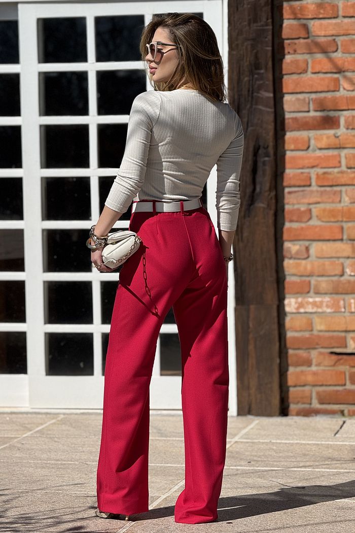 Wide Leg Alfaiataria Pitaya